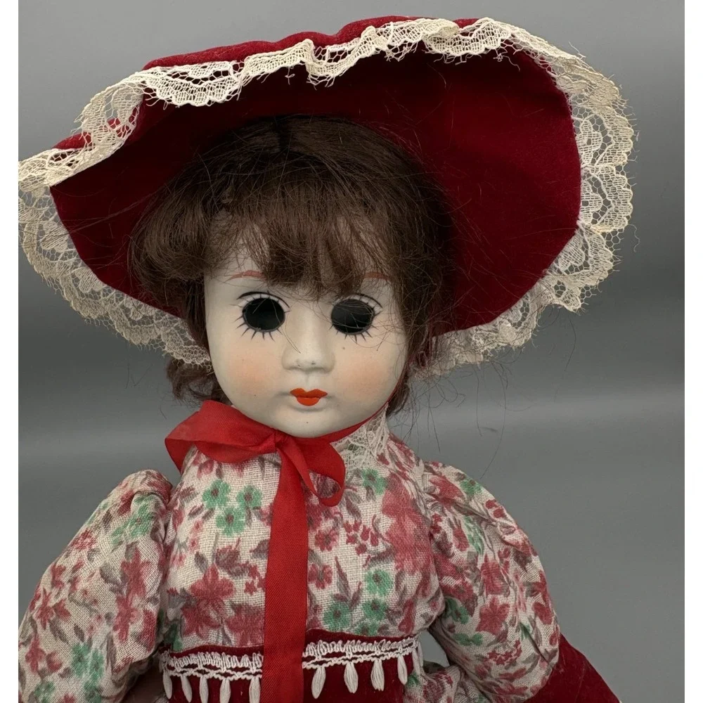 Vintage Creepy Bisque Porcelain Doll in‎ Dress 18